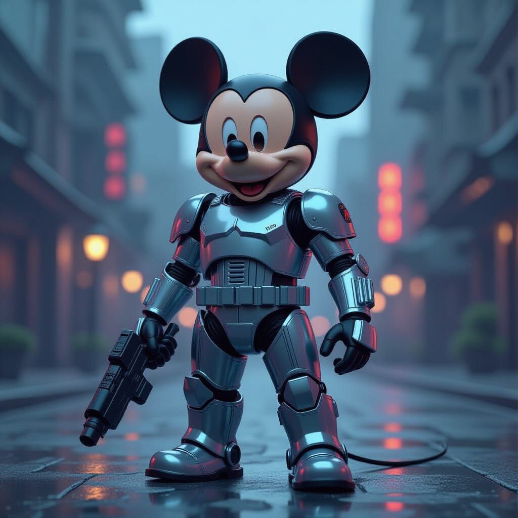 Stormtrooper Mickey Mouse in Polished Metal Armor