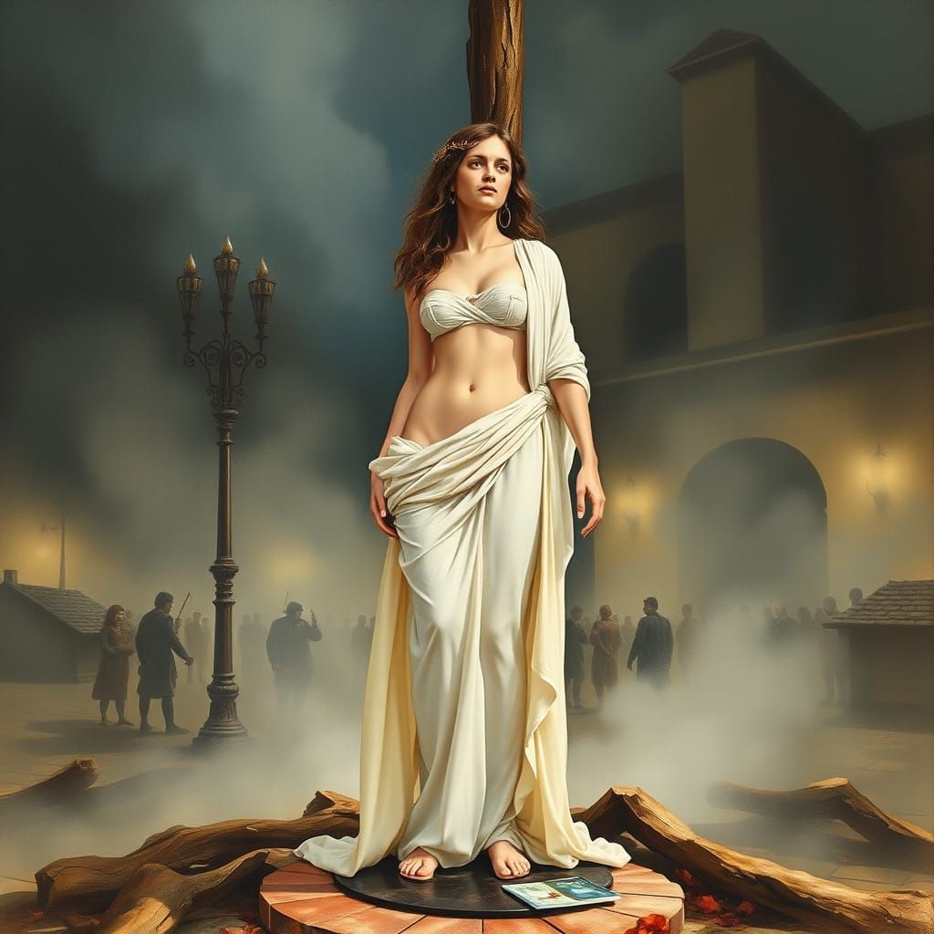 Aphrodite at the Stake: A Surreal Watercolor