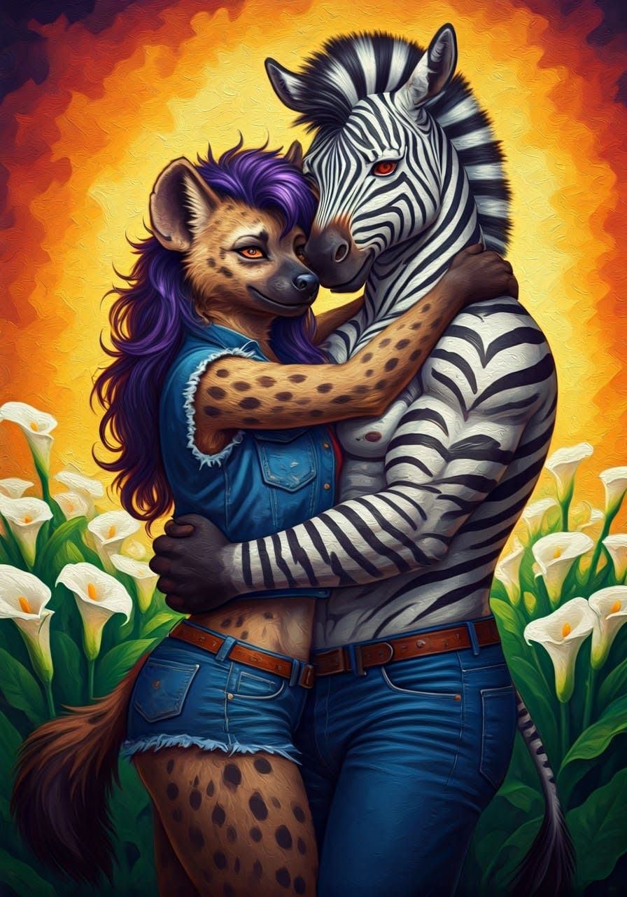 Vibrant Expressionist Couple in Lush Calla Lily Field