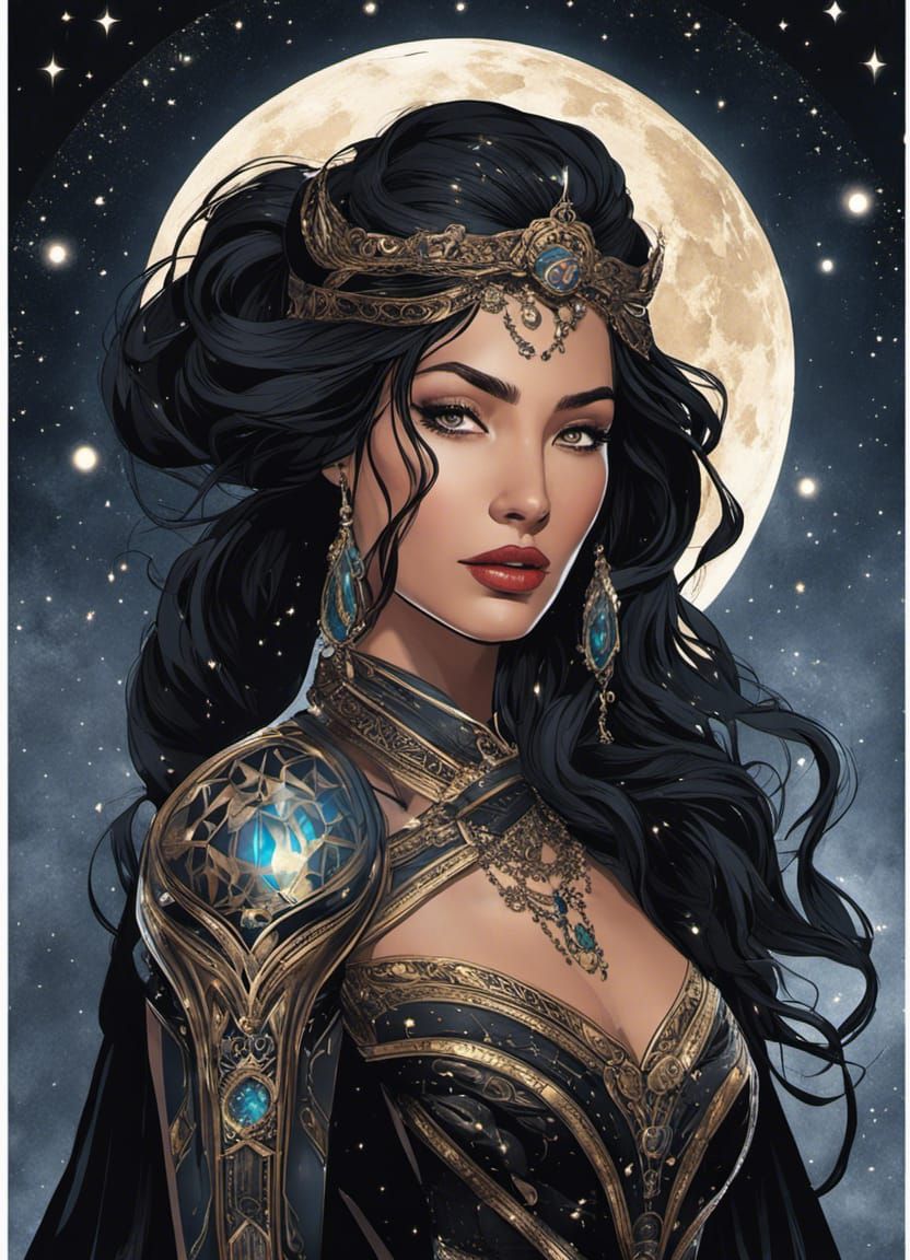 Constellation Tattooed Warrior in Dark Fantasy Style