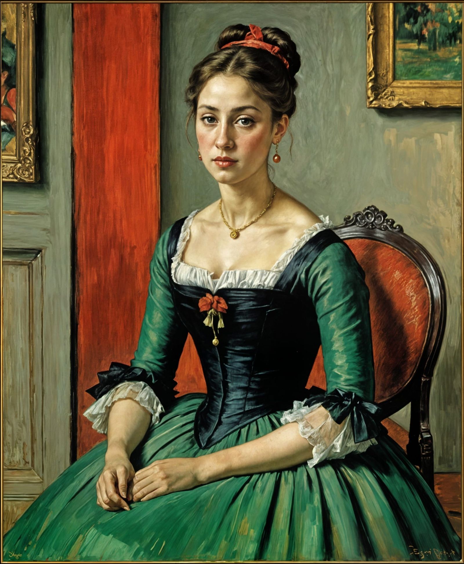 Impressionist Oil Painting of a Portuguese Woman in a Parisi...