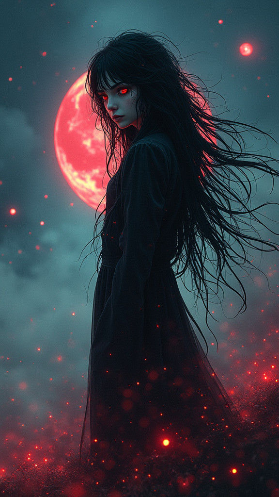 Cosmic Lovecraftian Girl in Stained Glass Style