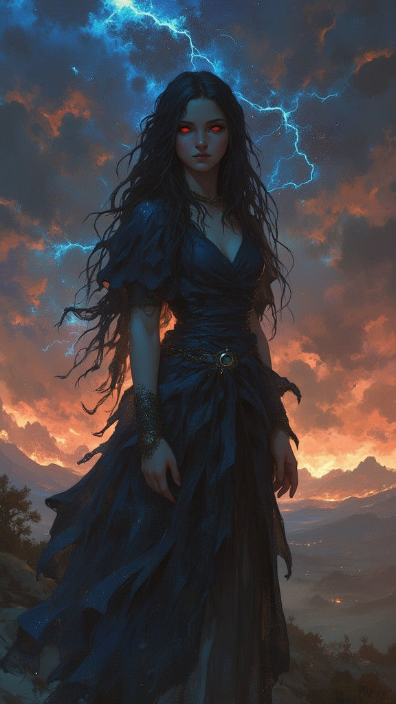 Cosmic Lovecraftian Girl in Stained Glass Style