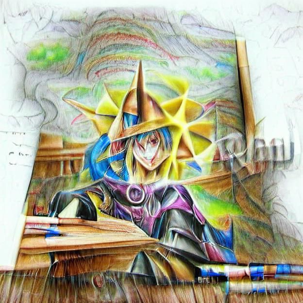 Detailed Anime Pencil Sketch of Dark Magician