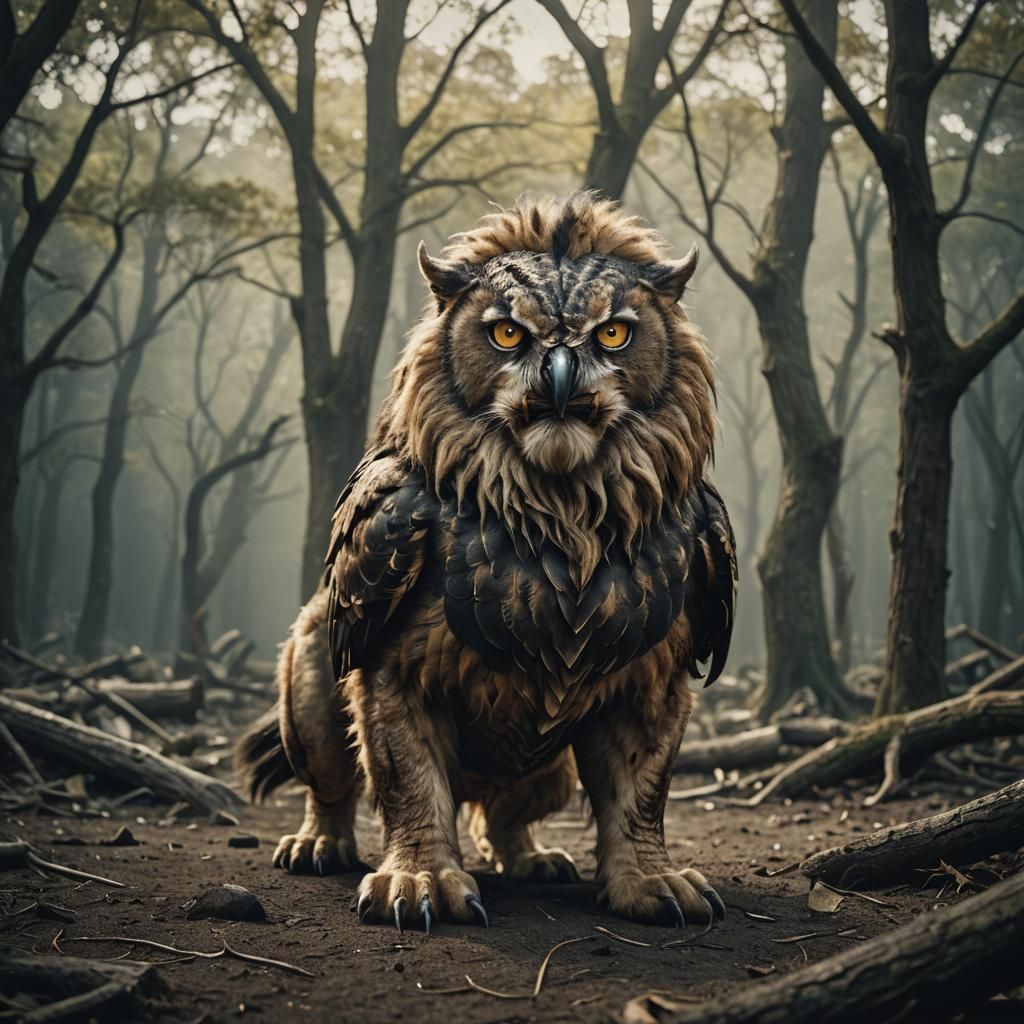 Ogre Lion Owl Hybrid in Cinematic Style