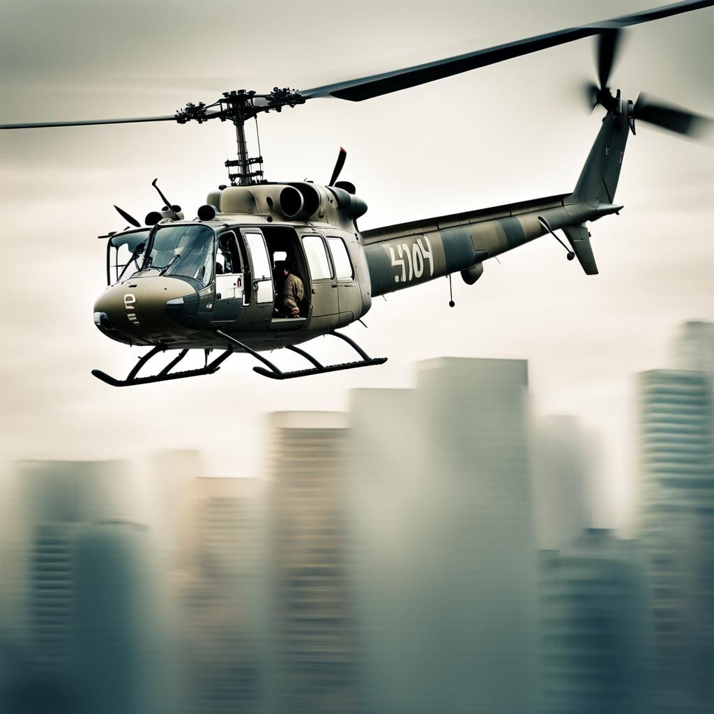 Huey Helicopter Double Exposure Photography