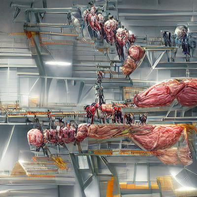 Disturbing Human Factory Concept Art in 8k