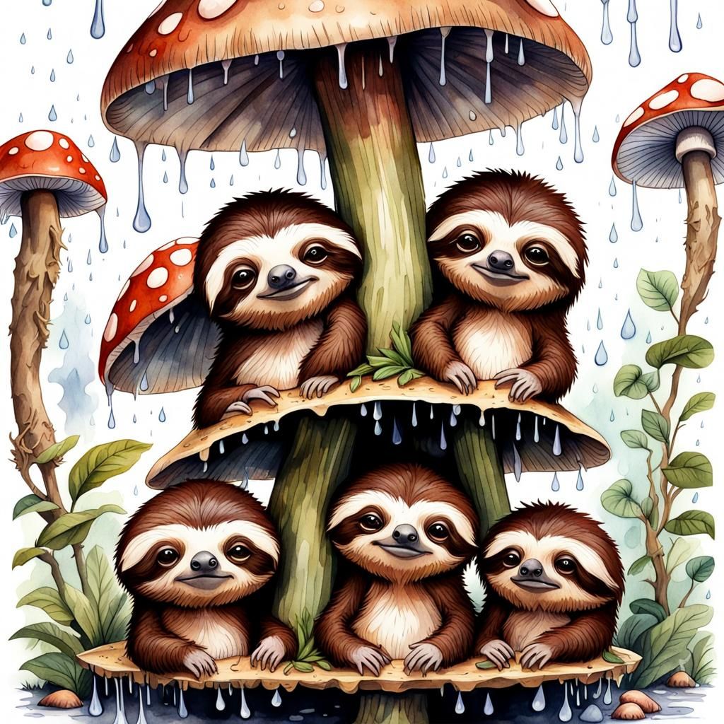 A cute family of sloths