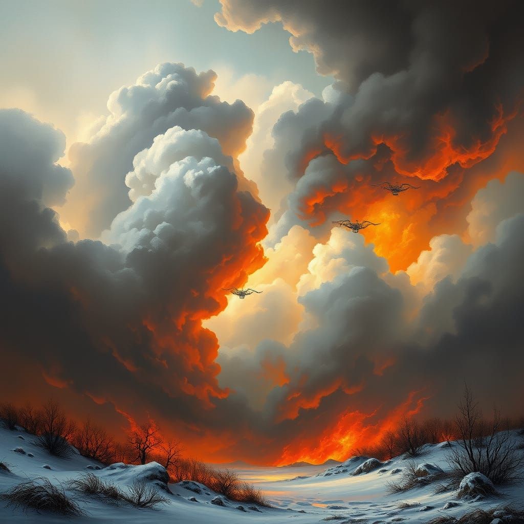Dramatic Winter Landscape in Romantic Style