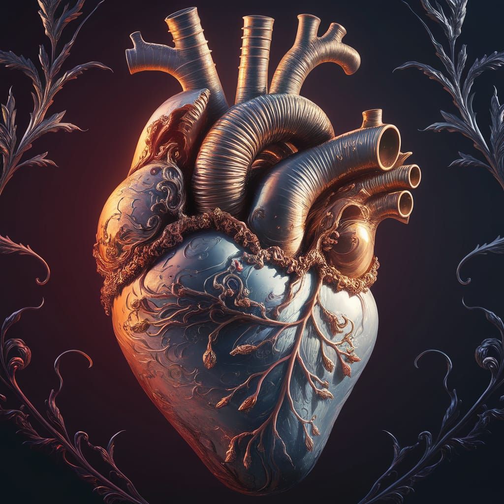 Ornate Fantasy Heart in Klimt-Inspired Style