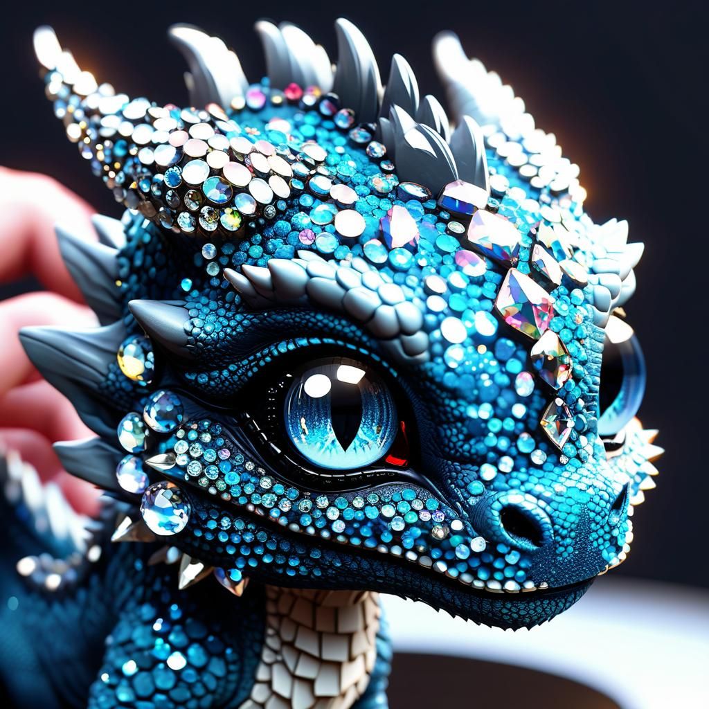 Crystal-Eyed Baby Dragon: 3D Anime Art