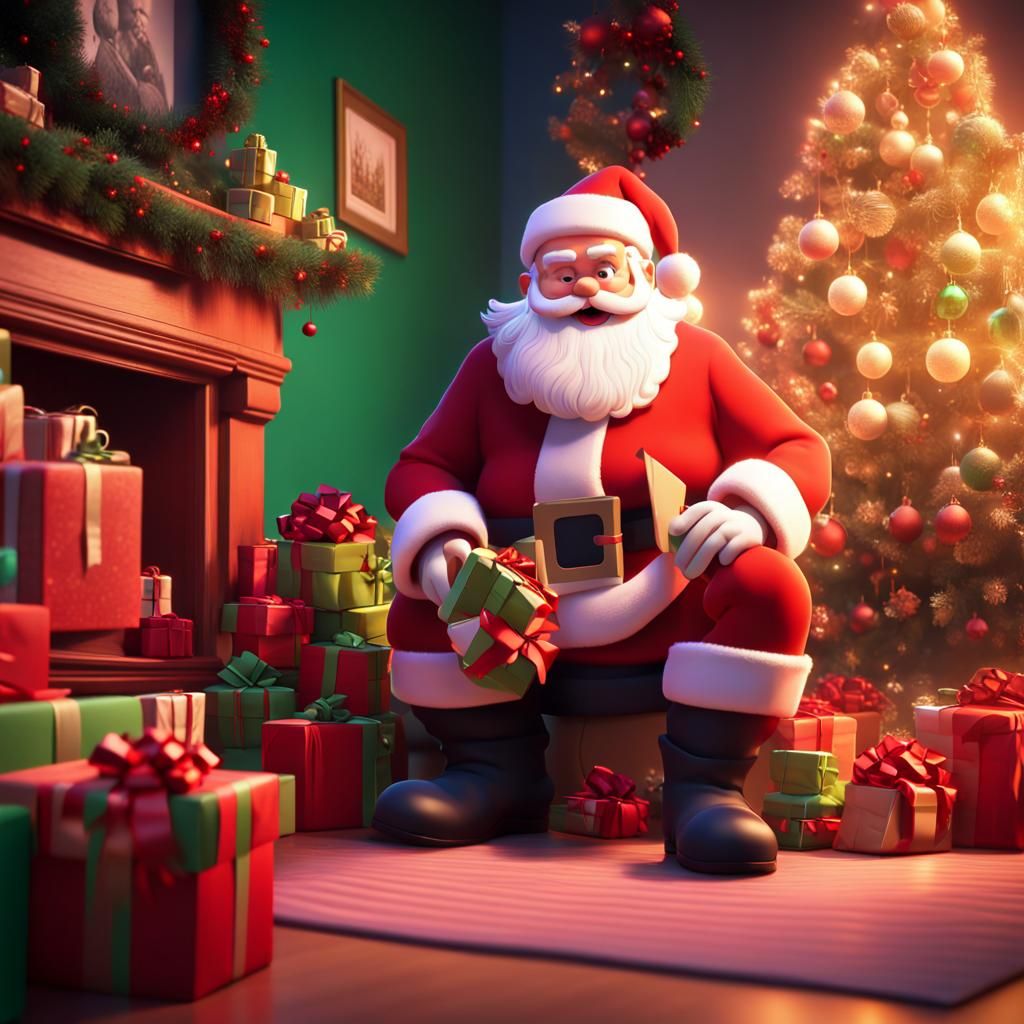 Santa Claus Delivers Toys: Pixar-Style 3D Christmas Eve