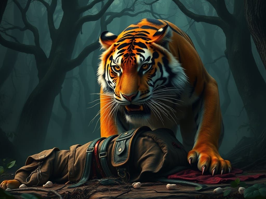Tiger in Jungle Ambush, Hyper-Realistic 8k Art
