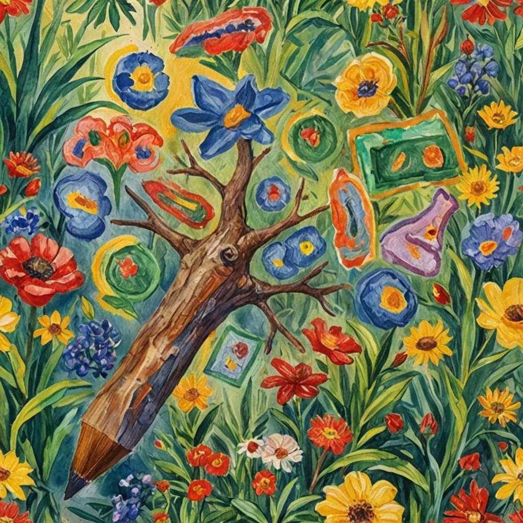 Gouache Style Education Scene in Impasto