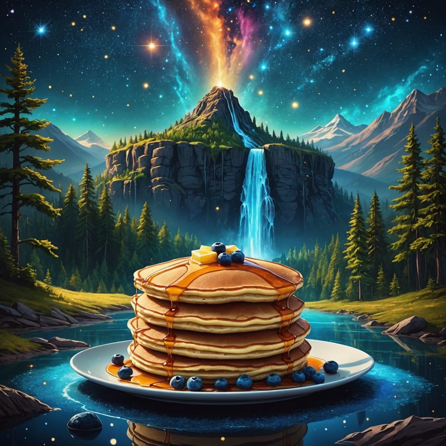 Pancake Mountain in Bioluminescent Enchanted Forest