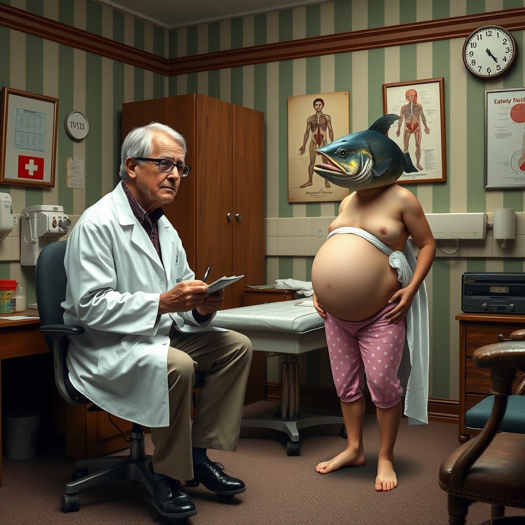 Surreal Doctor's Office Scene in Photographic Realism