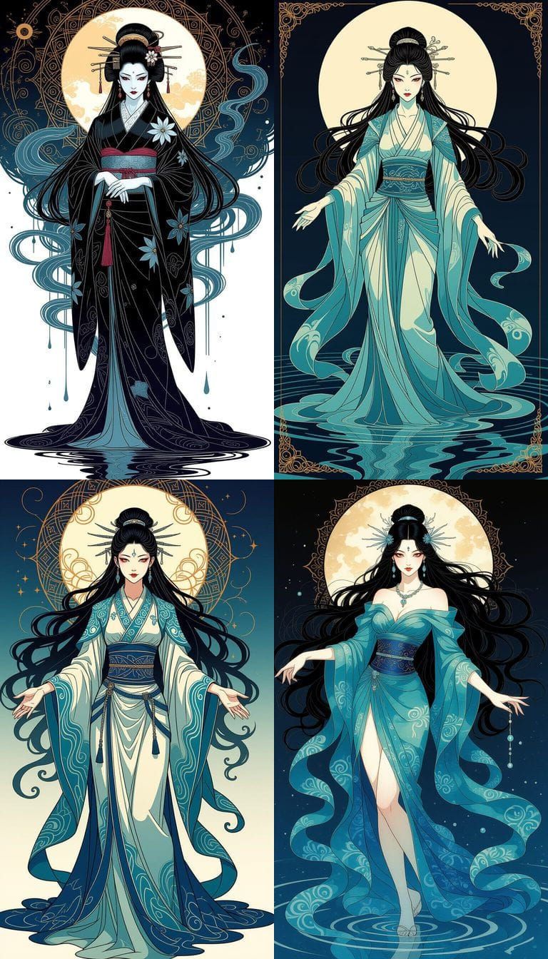 Water Goddess from Dark Multiverse Ink Drawing