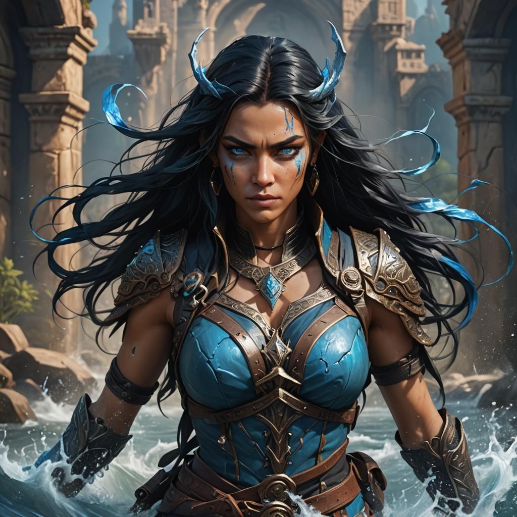 Fierce Water Genasi Assassin Concept Art