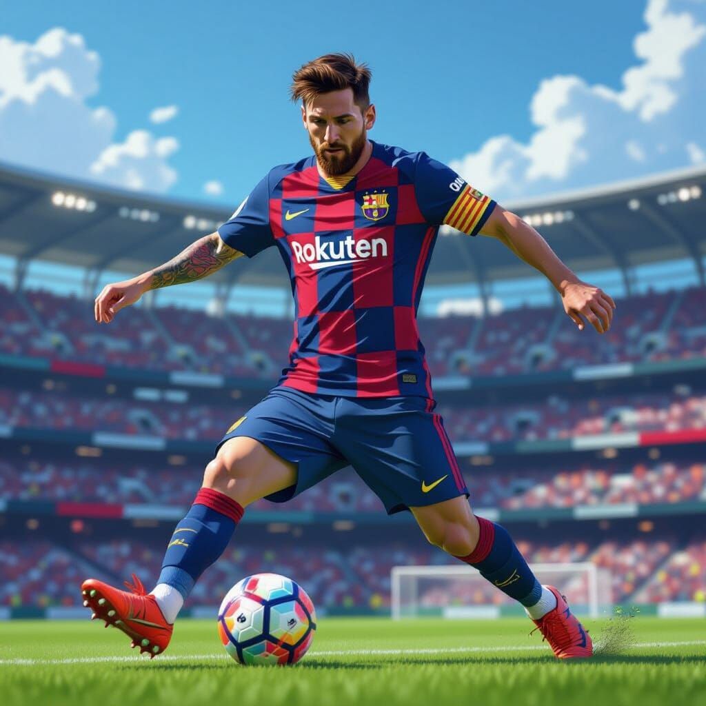 Messi Kicks for Inter Miami: A Digital Art Rendition