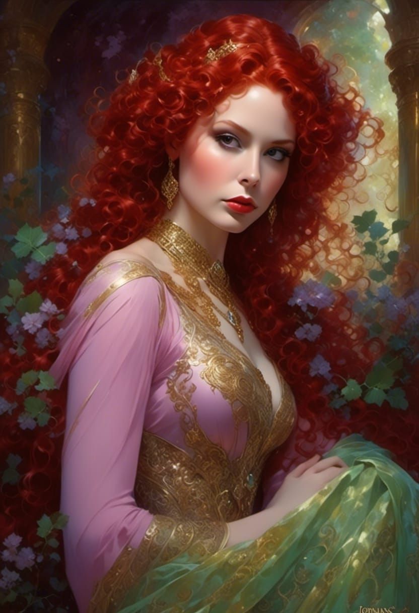 Red-headed Goddess Portrait with Dramatic Lighting