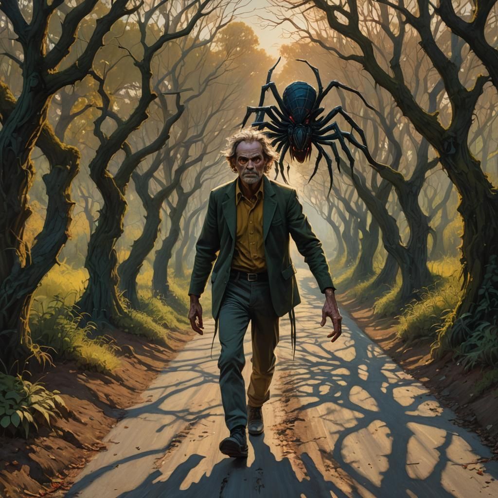 Grotesque Spider-Man Portrait in Vibrant Oil Painting Style