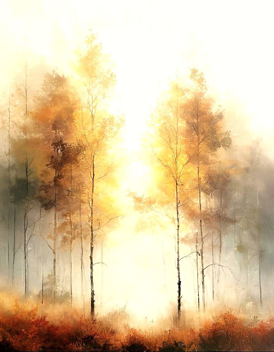 Stunning Autumn Landscape with Misty Background