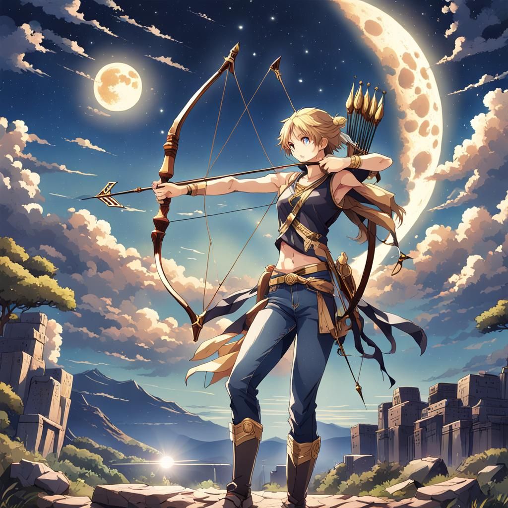 Artemis and Apollo in Anime Style