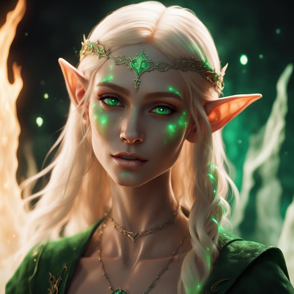 Enchanting Elf Sorceress in Fantasy Forest