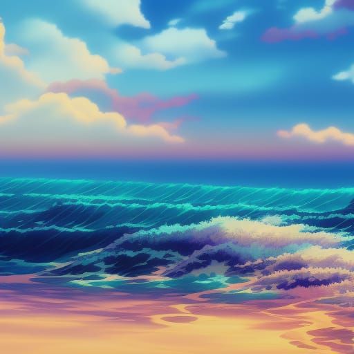 Ocean and Sky in Anime Style Digital Art