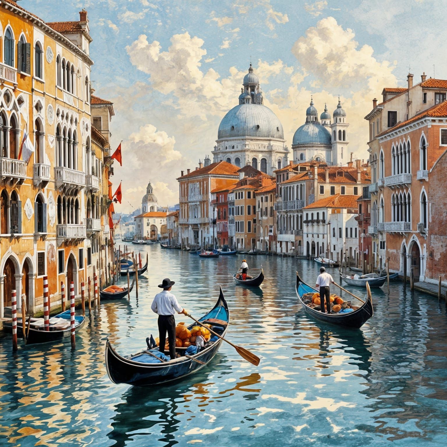 Venetian Canal Scene in Classical Style