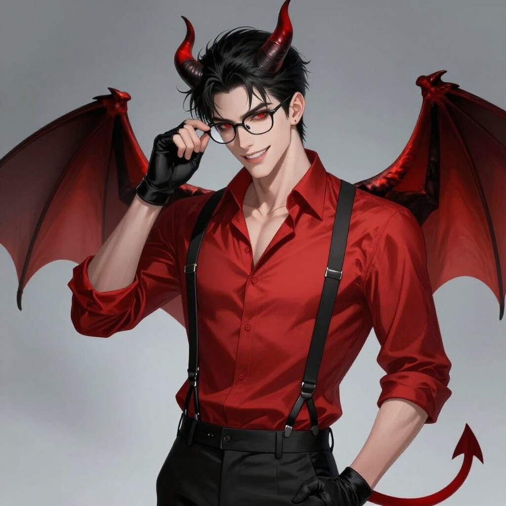 Vampire Farmer with Bat Wings and Horns