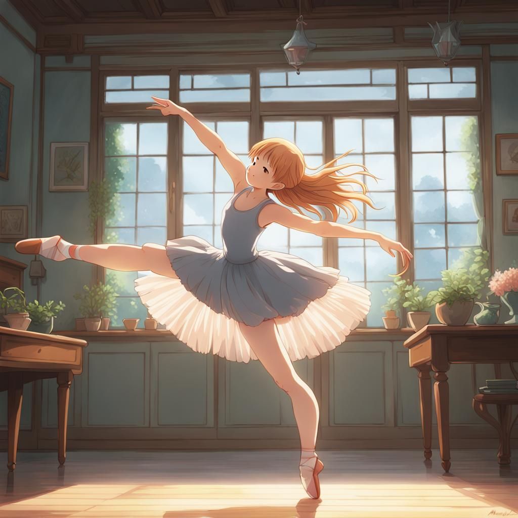 Strawberry Blonde Ballerina in Anime Style