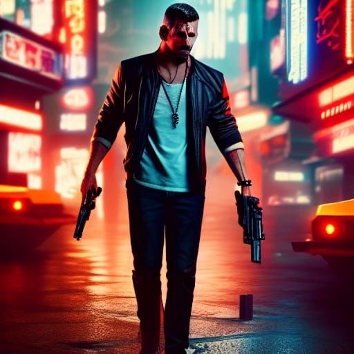 Sinister Gangster in Cyberpunk 2099 Neon