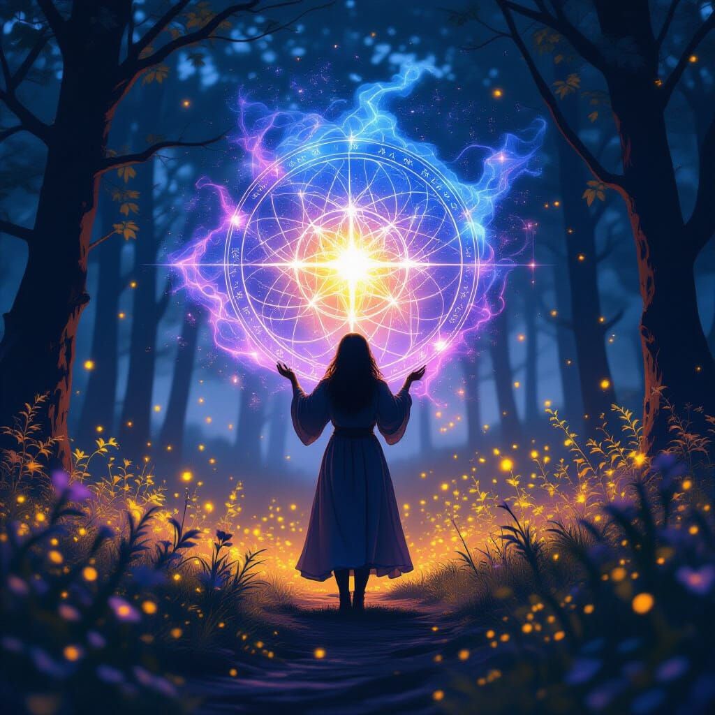 Dreamer with Celestial Map in Vaporwave Twilight