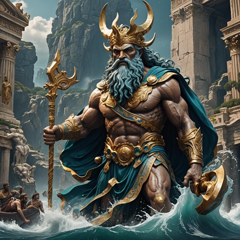 Oceanus: Titan God in Detailed Matte Painting
