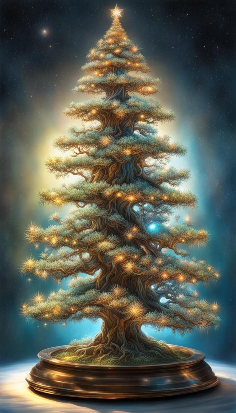 Christmas Tree Bonsai Coming to Life as Hyperrealism Paintin...