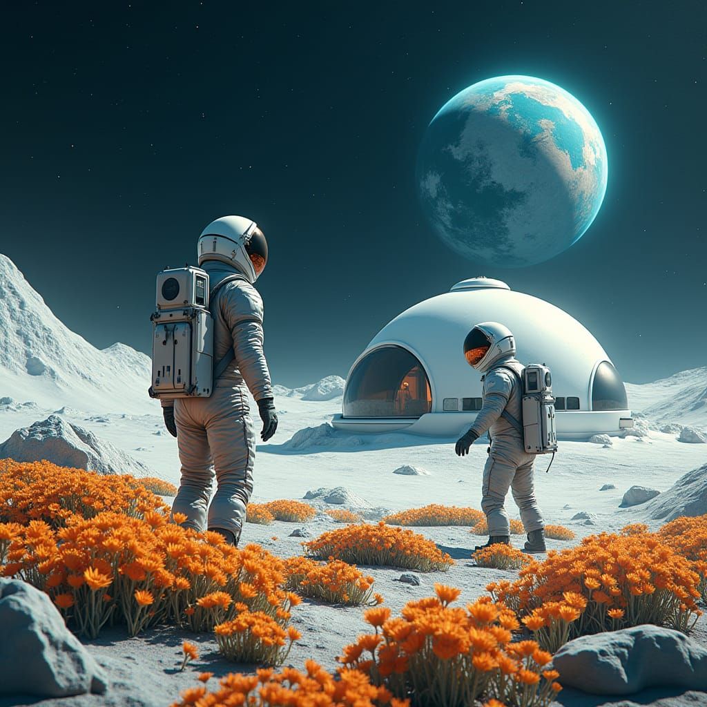 Astronauts on the Moon Tend Daisies: A Sci-Fi Vision