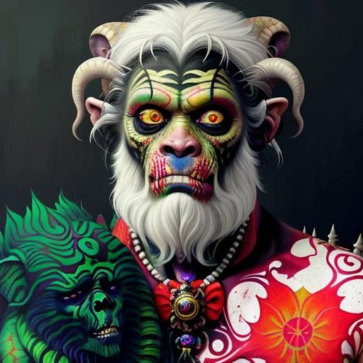 Surreal Tattooed Creature in Imperial Colors