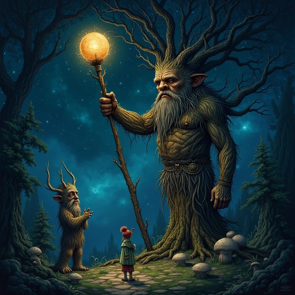 Ancient Tree Guardian in Enchanted Forest