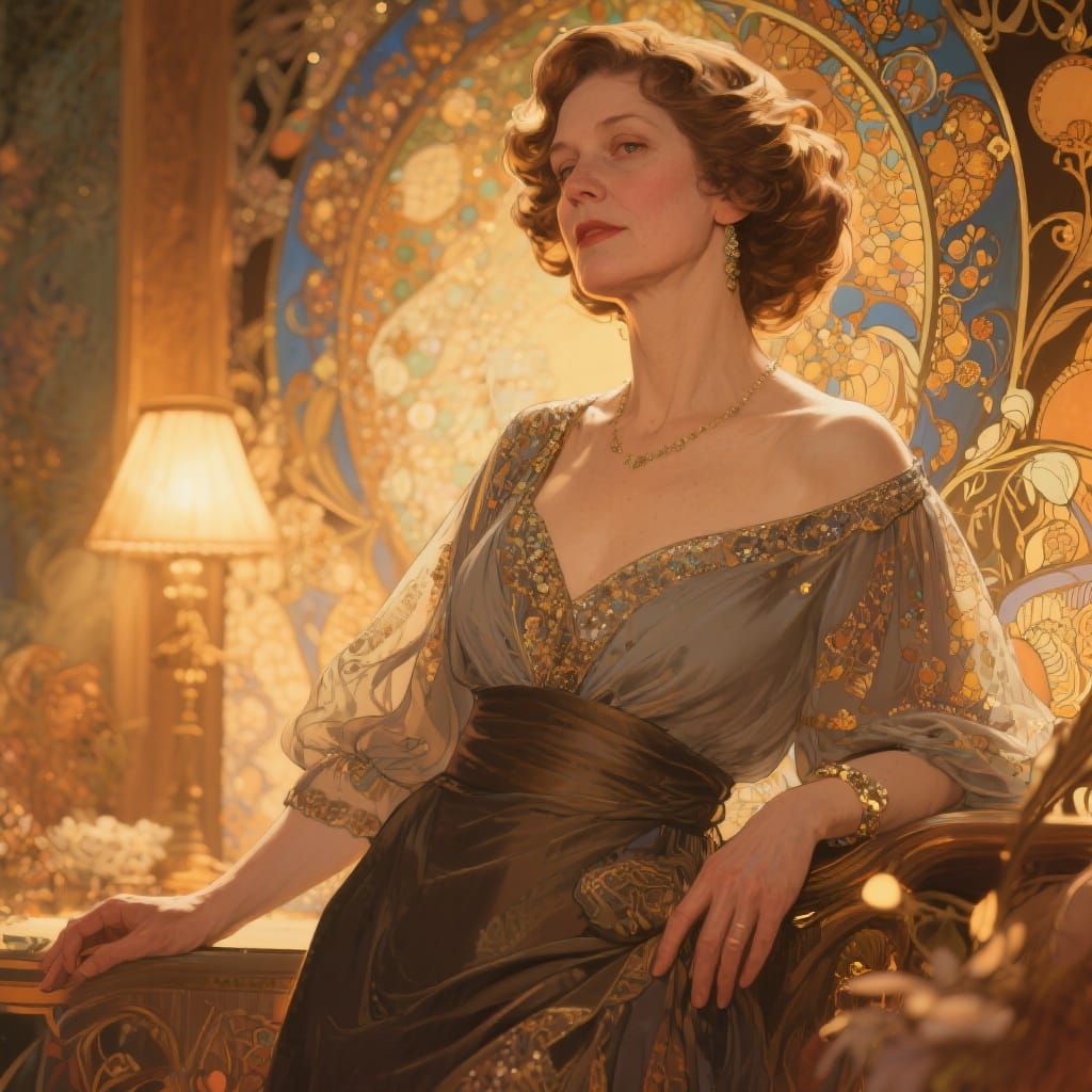 Elegant Woman in Art Nouveau Style