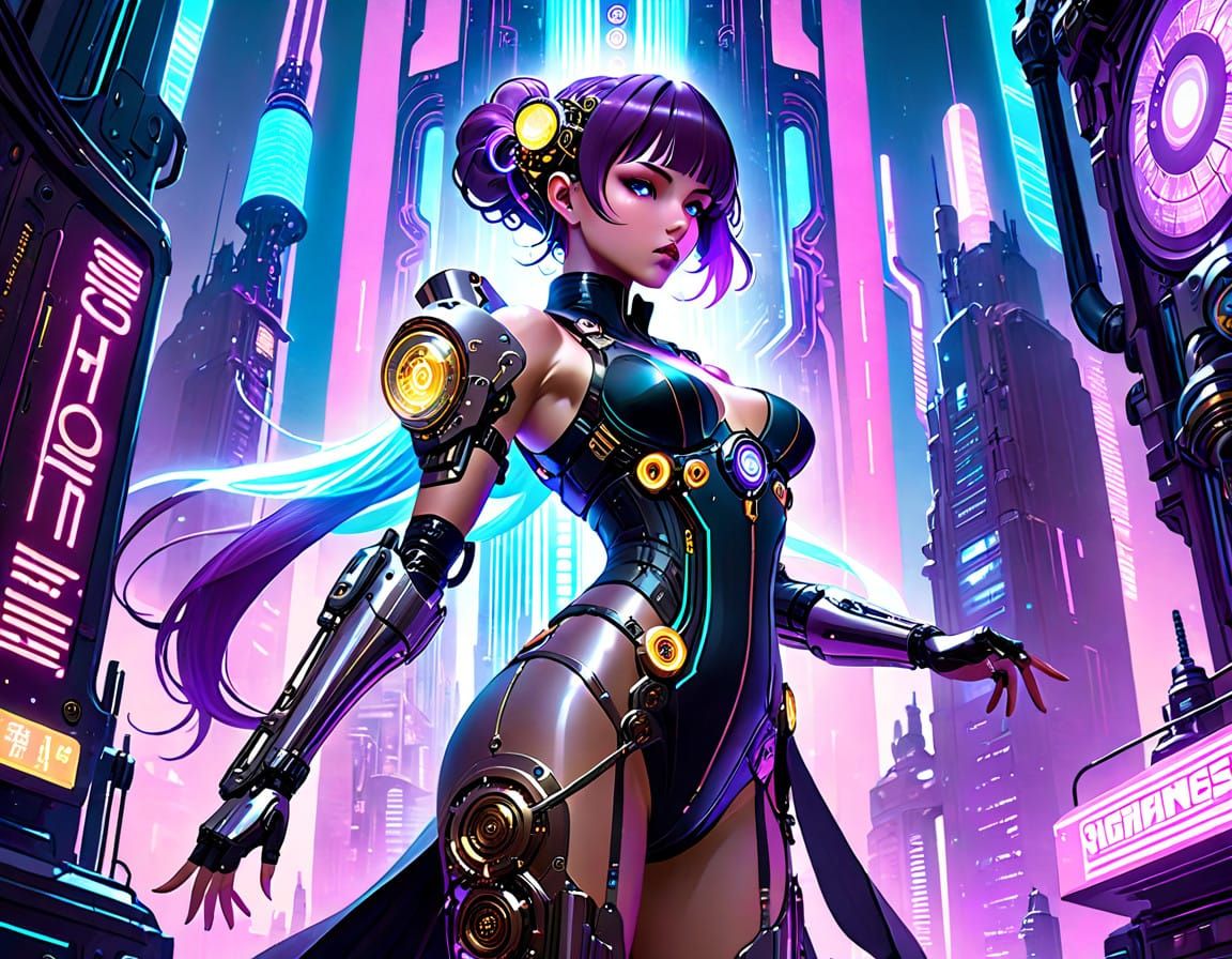 Cyberpunk Mad Scientist in Futuristic Metropolis