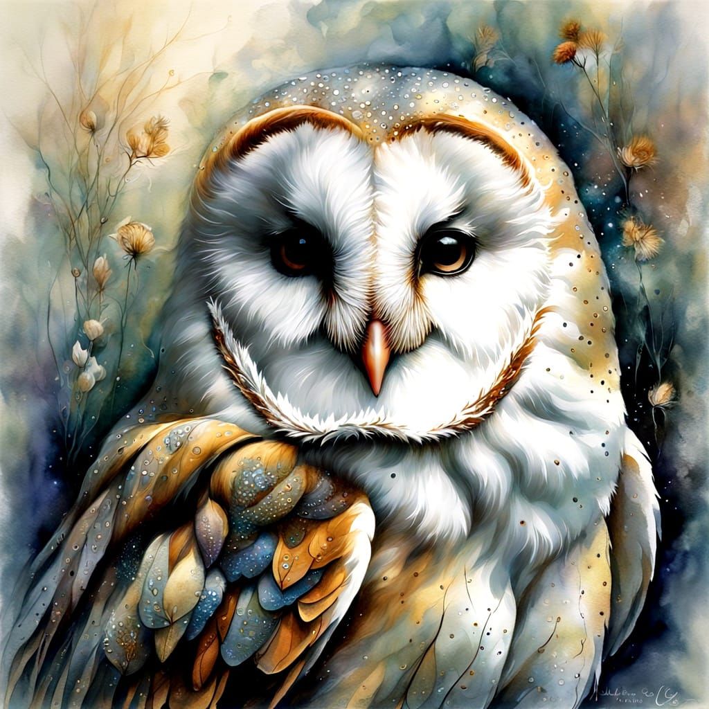 Barn Owl and Mouse in Ethereal Spring Mist