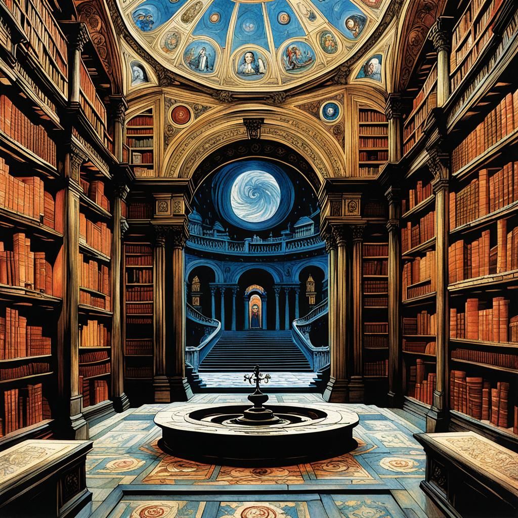Labyrinth Library Inspired by Umberto Eco's Novel