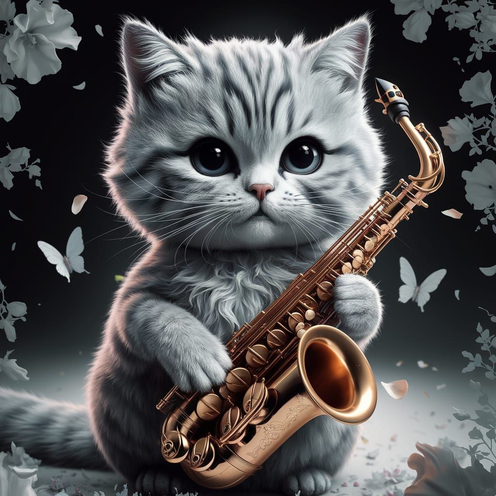 The adorable jazz saxophone playing cat