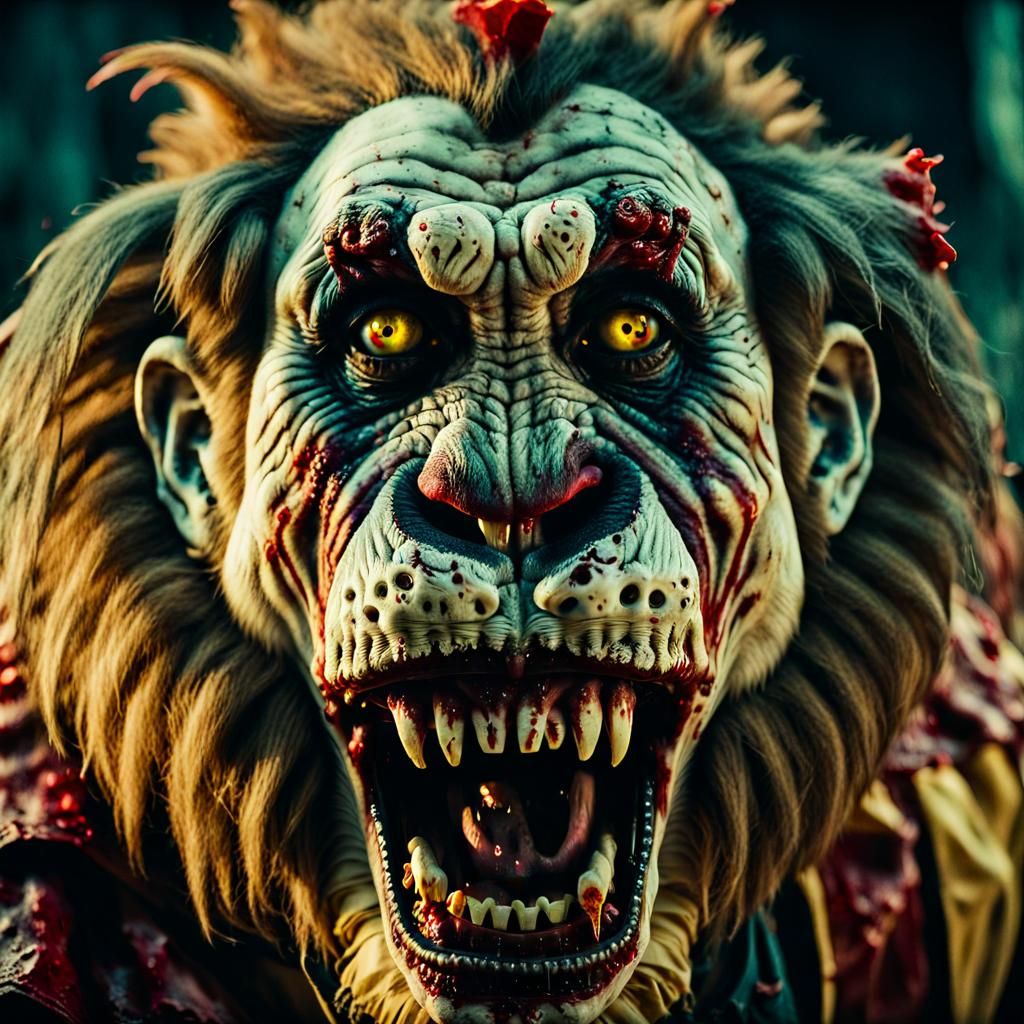 Scary Zombie Monkey Lion Clown Film Still