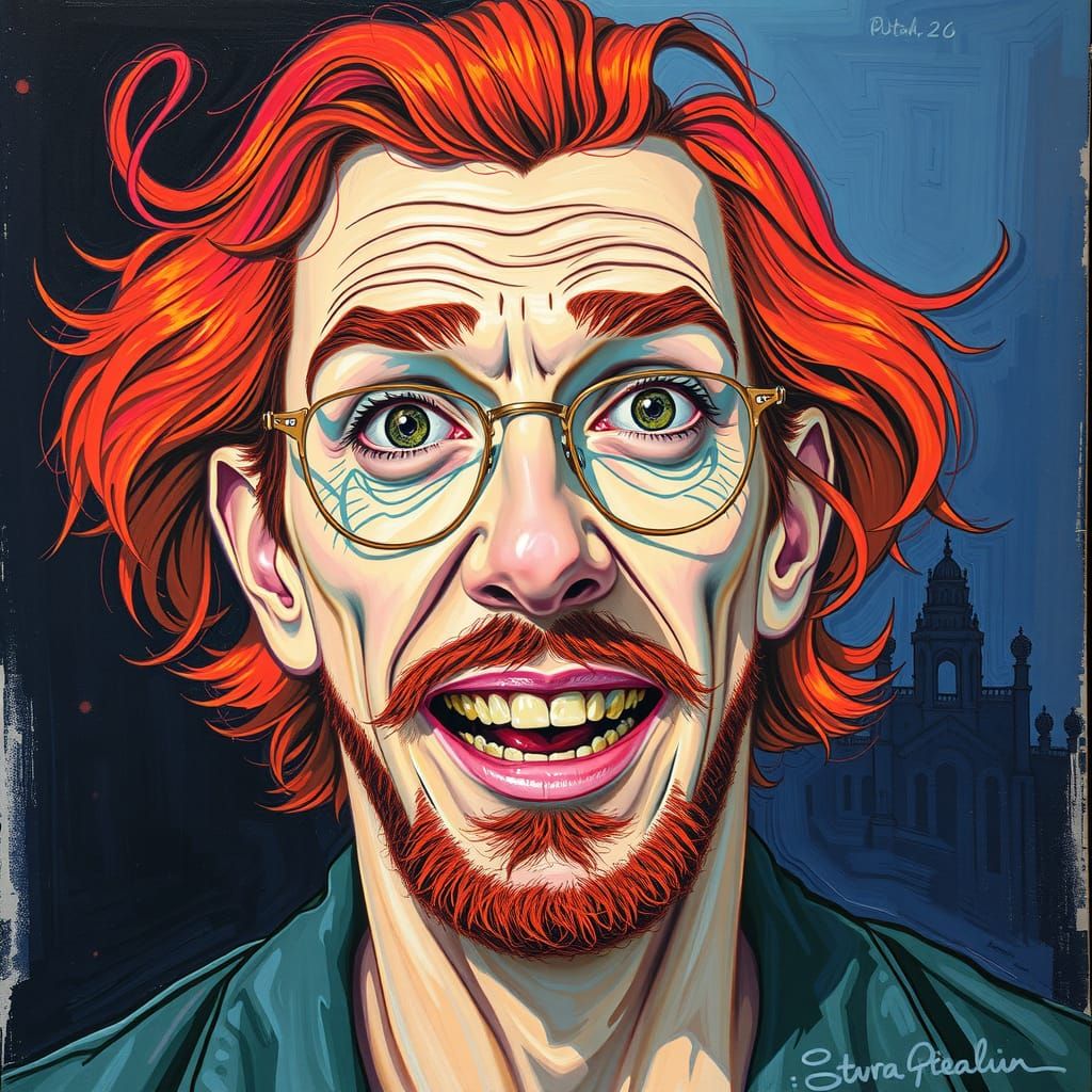 Psychedelic Portrait in Gouache Style