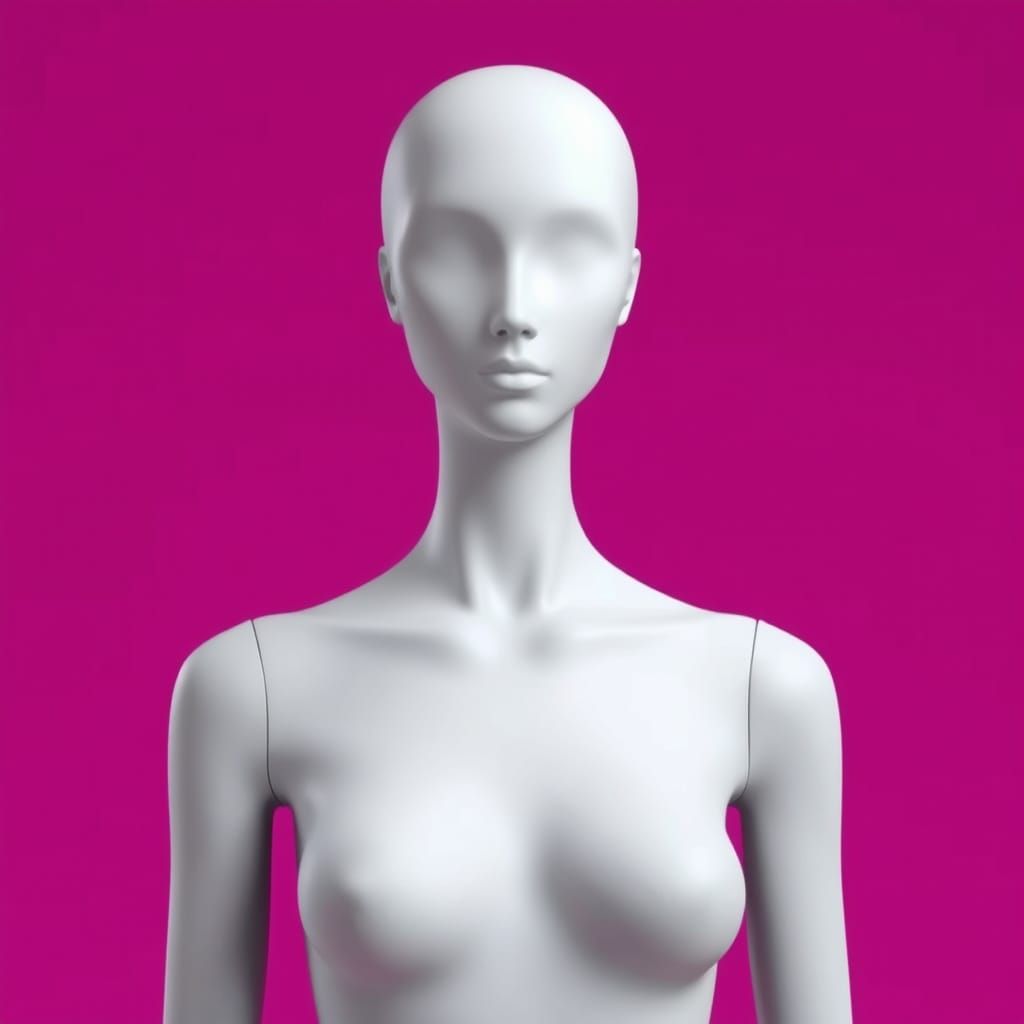 Sleek Androgynous Mannequin in Electric Magenta Studio