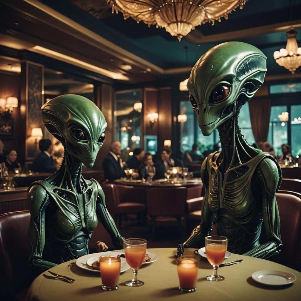 Aliens on a Date: Cinematic Restaurant Scene