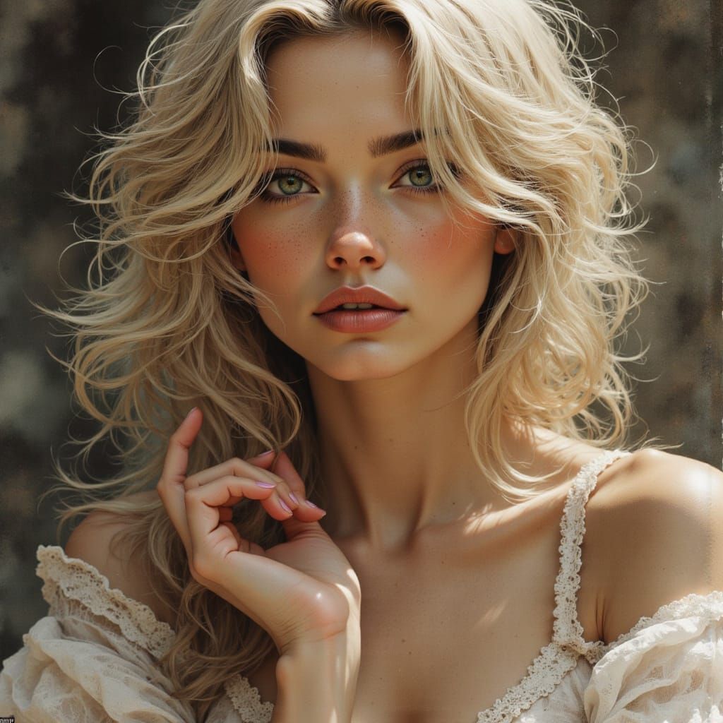 Hyper-Realistic Portrait of a Stunning Woman in Dreamlike Su...