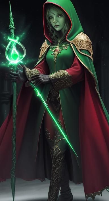 Sorcerer Casting Spells with Emerald Eyes